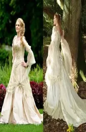 Vintage Gothic Wedding Dresses Princess Corset Back Long Sleeve Country Garden Wedding Dress Celtic Renaissance Cosplay Boho Brida4480491