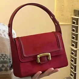 Totes Niche Design High End Red Handbag Fashion Year Valentine's Day Women's Small Square Bags Wedding Versatile Shoulder Bag