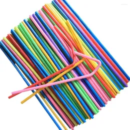 Disposable Cups Straws 100Pcs Colorful Plastic Curved Drinking Wedding Birthday Party Drink Bubble Straw Home Tool #