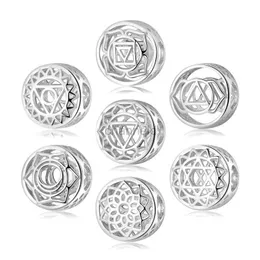 Braccialetto di vendita calda trapano 7 Chakra Charms Yoga Wheel Beads per la creazione di gioielli Colore argento Fit originale braccialetto europeo fai da te pendenti 240319