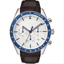 2019 Erkekler Watch Mens Trophy Beyaz Dial Chronograph Quartz Deri Kayışla İzle 1513629330F