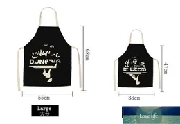 All-match Cotton and Linen Printing Creative European and American Simple Black and White Color Printing Apron Factory Direct Supply Wholesale