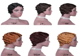 Classic Finger Wave Short Wig Pixie Cut 100 Remy Human Hair Brazilian Wavy Glueless Bob Wigs For Black Woman Cheap Machine Made S5182636