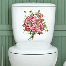 Toalettklistermärken Lätt att ta bort självhäftande vattentät toalettflikklistermärke Blomma Motiv Lätt att skala väggklistermärke för badrum utan spår 240319