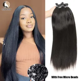 امتدادات الضوء yaki مستقيم i tip extensions Human Hair Extensions Brazilian Remy Micro Link I Tip Human Hair Extension 50strands/Pack Yaki Hair