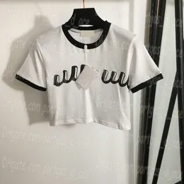 Beskurna kvinnor t shirt kort ärm avslappnade toppar sommar cool andas kontrast färg skjortor