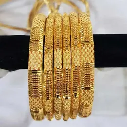 Bangle Wando 6 Piece Ethiopian Gold Color Bracelets For Women Girl Dubai Gold Bracelets For African Bracelets Women Gifts b141 240319