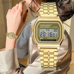 Wristwatches Elegant Digital Watch For Women Gold Silver Stainless Steel Business Ladies Electronic Wrist Watches Man Clock Zegarek Damski 24319