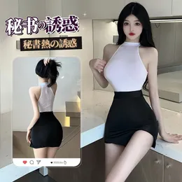 Sexy Office Look Cosplay Sekretarz Nauczycielka porno Kostium dla dorosłych seks garnitur Elasty Slim Fit Bodysuit 240309