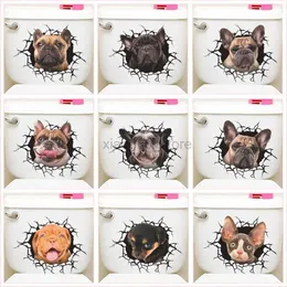 Toalettklistermärken söta hundar uttryck av toalettklistermärke för toalettdekoration DIY Living 3D RIP Mönster Kreativa väggteckningar PCV Hemklistermärke 240319
