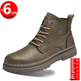 Buty Man Ankel Skórzanie Wysokość Wzrost Wkładki 6 cm Oxford Buty Oxford Outdoor Plus Size 37-45