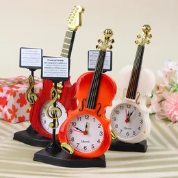 Bordklockor Creative Violin Alarm Clock Musikinstrument Form Desktop vardagsrum Dekor Birthest Festival Gift Bedroom Accessories