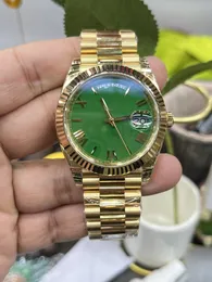 2024 QC U1F Mens relógio Designer Relógios automáticos mecânicos 41mm Dial verde escuro 3328 Movimento 904L Aço inoxidável Gold relógio Sapphire impermeável relógios de pulso