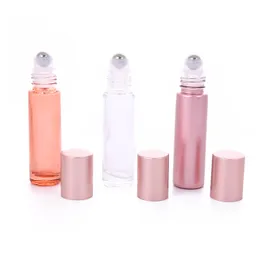 10ml空の化粧品パッケージングローズゴールドロールボトルスキンケアエッセンシャルオイルピンクガラスローラー香水ボトル