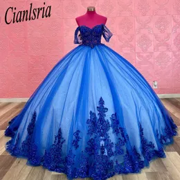 Azul real quinceanera vestidos de baile formal vestidos de formatura princesa rendas até doce vestido de 15 anos