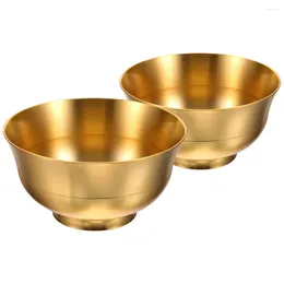 Bowls 2 Pcs Cornucopia Gold Bowl Meditation Water Vintage Tibetan Brass Offering Treasure Study Supply