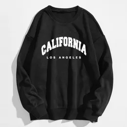 Kobiety z kapturem z kapturem z długim rękawem Graphic California Letters Print Crew Szyj bluzy Pullover Hip Hop Streetwear CREWNECK FAUNK 240307