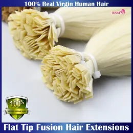 Extensions Virgin Straight Fusion Flat Tip Echthaarverlängerungen 16"26" Zoll 1g/Strang 100 Stück/Set Natürliche Haarverlängerungen Keratinkapsel