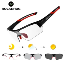 Rockbros Pochromic Cycling Solglasögon Eyewear UV400 MTB Road Bicycle Myopia Goggles For Women Men Outdoor Sports Bike Glasses 240307