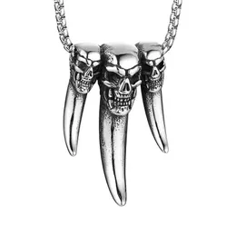 Fashion Design Pendant Necklaces 2023 Jewelry Fashion Pendant Trendy Brand Skull Head Indian Wolf Teeth Stainless Steel Necklace Pendant