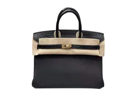 Designer handväskor lyx alla handgjorda tyg axlar påsar crossbody tillverkade med importerad ödla hud franska bivax tråd 24k guldpläterad hårdvara klassisk kvinnors väska