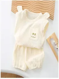 Clothing Sets Spring Baby Girl Fashion Thin Cotton Gauze Vest Two-piece Suit