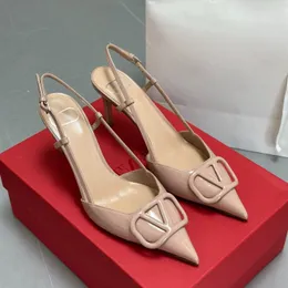 Luxury Women High Heels Designer Sandals Genuine Leather Thin Heels 4cm 6cm 8cm 10cm Sexy Pointed Toes Nude Black Matte Summer Lady Wedding Shoes with Dust Bag US4-13