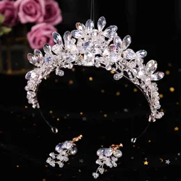 Tiaras New Bride Crystal Hair Band Handmade Handmade Handmore Rishury Rhinestone Wedding Headdress Jewelry Hair Dress Accessories Y240319