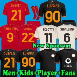 23 24 Lukaku Dybala Aouar 축구 유니폼 선수 팬 Maglia Totti Pellegrini Belotti Abraham 2023 2024 축구 셔츠 Mancini 남자 키트 Romas El Shaarawy 세트 키트