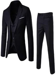 BlazerPantvest 3pcsset بدلات سوداء ضئيلة زفاف مجموعة كلاسيكية بليزرز الذكور لباس الأعمال الرسمي بدلة الذكور Terno Maschulino4387531