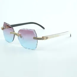 Neues Produkt, zweireihige Sonnenbrille mit Diamantschliff, 8300817, naturschwarz, gemischtes Büffelhorn, Beingröße 60–18–140 mm
