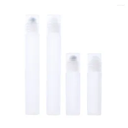 Bottiglie di stoccaggio 5/8/10ml Glassato Trasparente Roll On Bottiglia di Profumo Olio Essenziale Rullo Contenitore di Plastica Vuoto Riutilizzabile