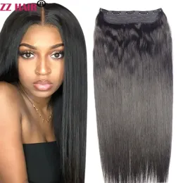 ピースzzhair100％ブラジルの人間のレミーヘアエクステンション30inch 1pcsセット200g 5クリップ片片ナチュラルストレート