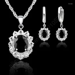 Set di orecchini per collana, orecchini da sposa da donna a forma di fiore elegante, regali per ragazze in argento sterling 925 con zirconi cubici