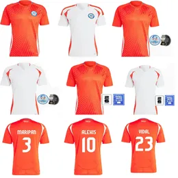 Chile 24/25 Camisas de futebol ALEXIS VIDAL man Kit 2025 Seleção Nacional Camisa de futebol Home Vermelho Fora Branco Conjunto completo masculino Camiseta 2024 Copa América ZAMORANO ISLA CH.ARANGUIZ