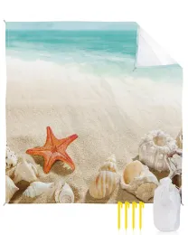 Mat Colint Beach Sandy Beach Starfish Shell Pandose Wodoodporne, składane koce plażowe na kemping, trawę, letni ocean plażowy
