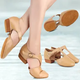 Oryginalne skórzane buty taneczne jazzowe dla kobiet dziewczęta t pasek baletowy liryczny taniec na nauczyciel tańca taneczne but sandałowy but 240306