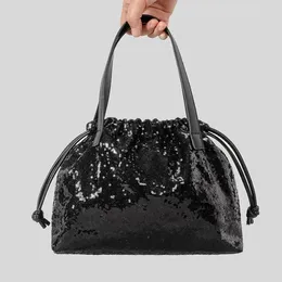 Totes Fashion Sequins Women Handväskor Shinny Drawsting Shoulder Crossbody Bags Luxury Evening Party Pures Large Capacity Tygväska