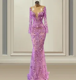 Glamous denizkızı gece elbisesi 2022 Dantel Uzun Kollu Boncuklu Balo Önlükleri İllüzyon V Boyun Resmi Elbiseler Vestidos De Novia7191653