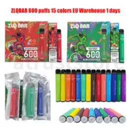 Plus jednorazowe oryginalne 100% ZLQ Bar 600 2 ml 550 mAh Ceils Eftaintes Vape Pen 2% 0% urządzenie do jednorazowego użytku Electronique 15 kolorów w magazynie