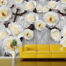 Wallpapers de alta qualidade moderno 3d profundo em relevo flores papel de parede rolo quarto sala de estar sofá fundo decoração de casa