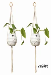 Macrame planta cabide artesanal corda de algodão plantador vaso titular pendurado cesta interior ao ar livre tapeçarias boho decoração casa7291898