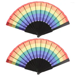 Dekorativa figurer 2 datorer Retro Decor Rainbow Fan Dancing Simple Folding Fans Hand Held Girl