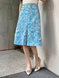 Röcke Designer Luxus Damen Kurzer Rock Designer für Frauen Reißverschluss neuer Vintage-Jacquard-Taschen-Hüftrock Einhorndruck floral hohe Taille Schlankheitslanger Stil 88e 6PUV