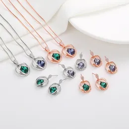 Set di orecchini per collana Tendenza moda 2024 Bella semplicità Opzionale Due colori Grandi gioielli in zircone contengono collane e