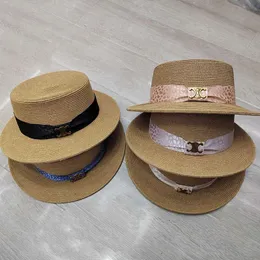 Cappello di design di lusso per donna e uomo Cappello di paglia ad arco trionfale Cappello a cilindro piatto Cappello parasole da spiaggia pieghevole di alta edizione per donna estiva