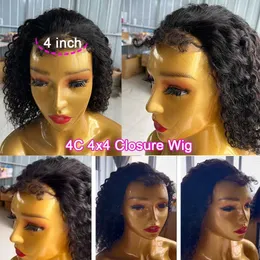 Synthetische Perücken Echthaar Chignons 4C Kinky Edges Babyhaar Spitzenperücken 180 % 13x4 HD Lace Frontal Perücke Remy Kinky Curly Human Hair Perücken für Frauen Afro Curly Edges Perücke 240327