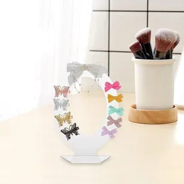 إكسسوارات الشعر Accrylic Clip Organizer Barrettes Decoration Girl Room Storage Display for Teen Girls Wooden Desktop Stand