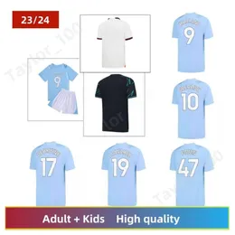 23 24 Haaland Soccer Jersey Grealish Gvardiol Man Cities Alvarez Jersey de futebol para os fãs de Bruyne Foden Home Away 3rd Football Sets Uniform