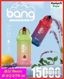 Bang King Puff 15000 15K Puffs E Cigarettes Комплект Authentic Sote Coil Перезаряжаемая 600 мАч аккумуляторных вейперов 0% 2% 3% 5% 22 Цвета испарители против эльфа Bang King 15000 Puff